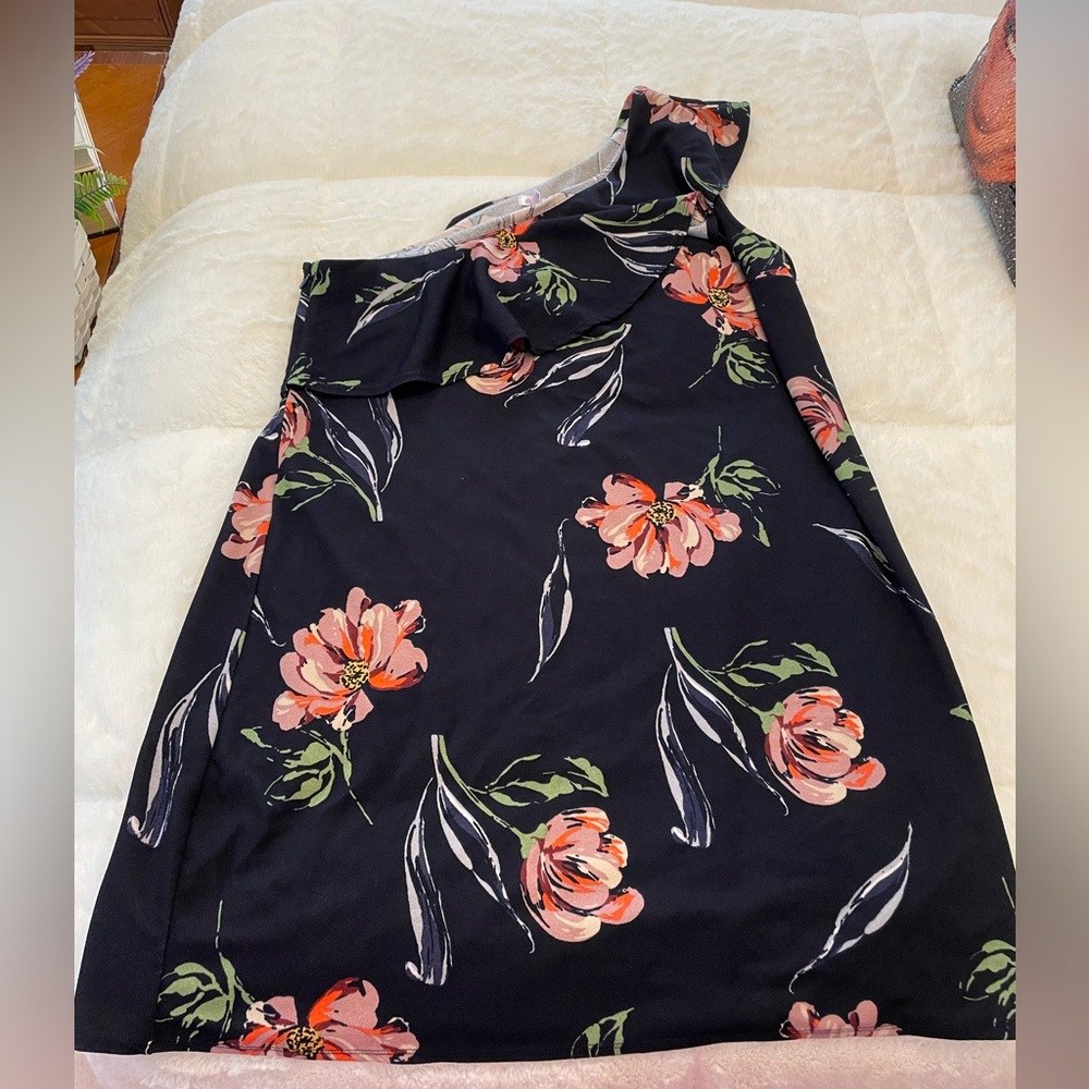 Xhilaration Floral One Shoulder Mini Dress